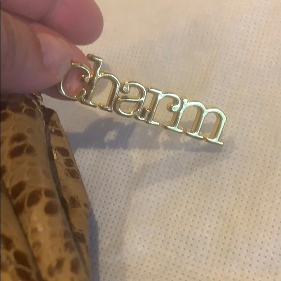 Charm and Luck rhinestone leather Leopard print bag green turquoise trim - Picture 7 of 8